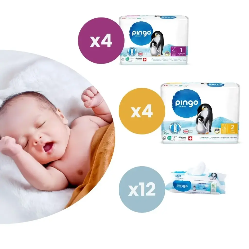 Pañales y toallitas ecológicos Pingo - Pack primer mes