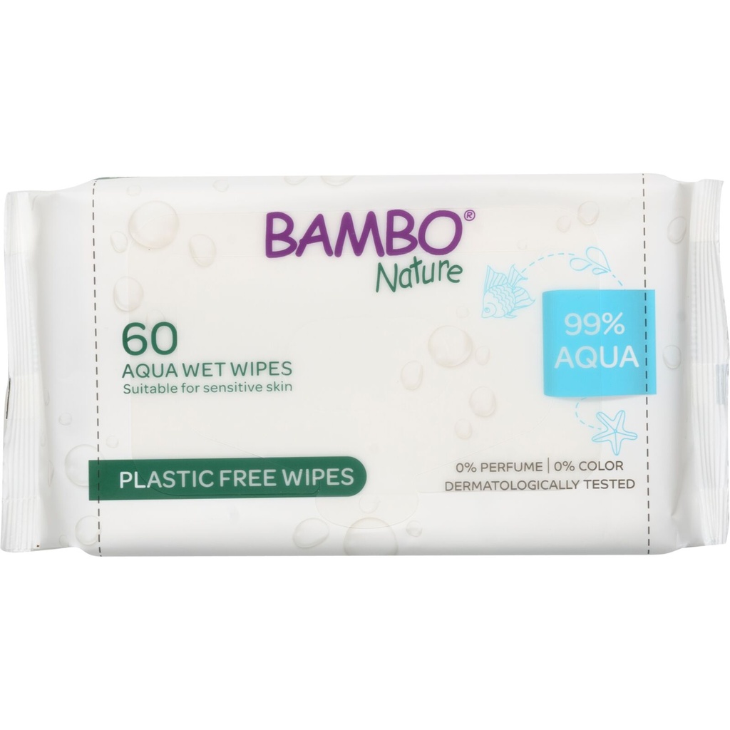 [1000029808] Bambo Nature Toallitas húmedas Aqua 99% agua -caja de 12 x 60 uds