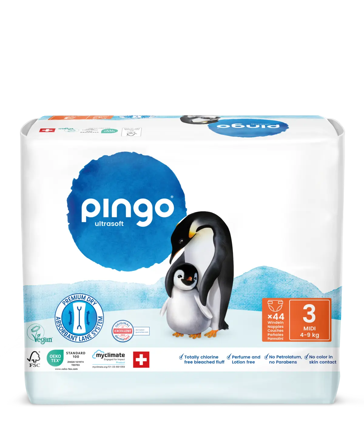 [0505-00] Nuevo - Pingo pañales ecológicos Talla 3 (4-9 kg) - caja de 4 bolsas x 44 uds