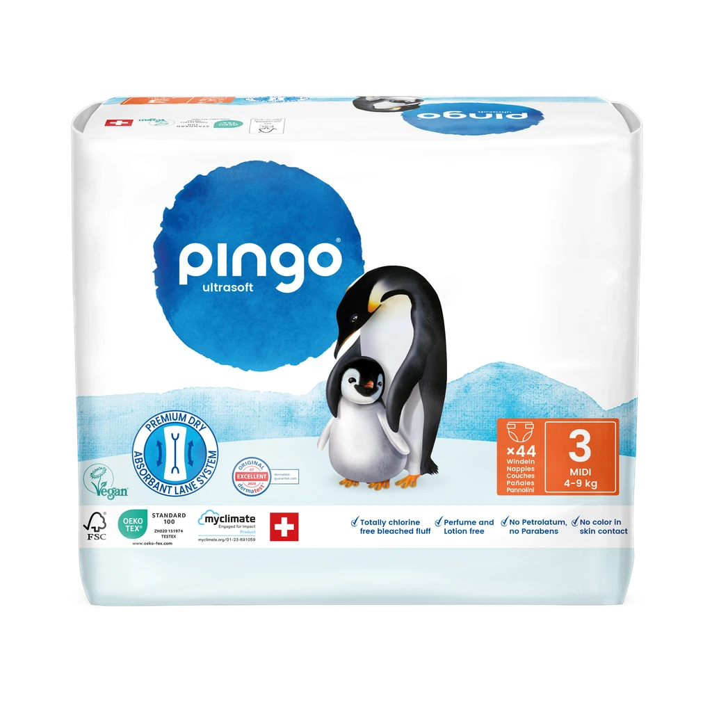 [0505-00] Nuevo - Pingo pañales ecológicos Talla 3 (4-9 kg) - caja de 4 bolsas x 44 uds