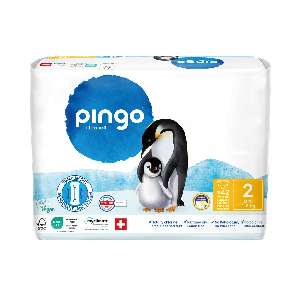 [0499-00] New - Pingo ecological diapers Size 2 (3-6 kg) - box of 4 bags x 42 units