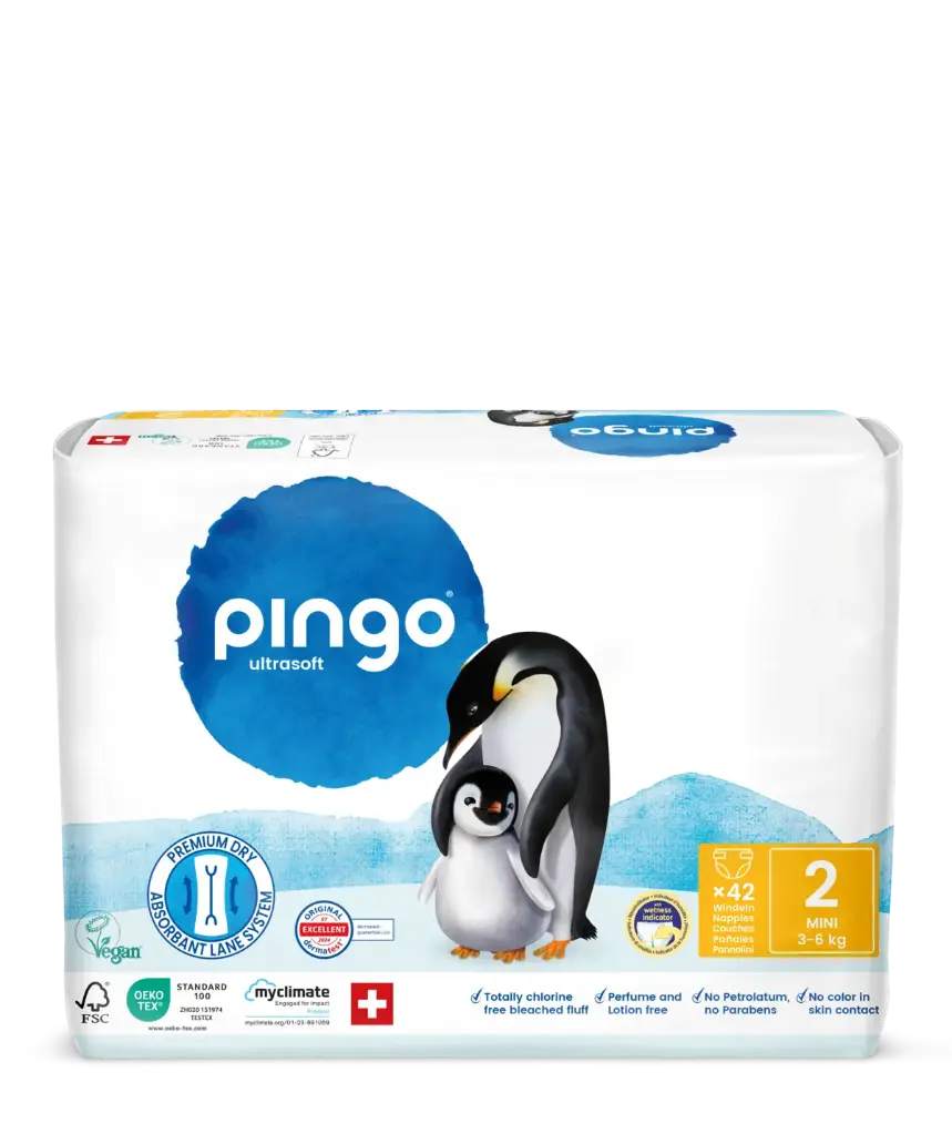 [0499-00] Nuevo - Pingo pañales ecológicos Talla 2 (3-6 kg) - caja de 4 bolsas x 42 uds