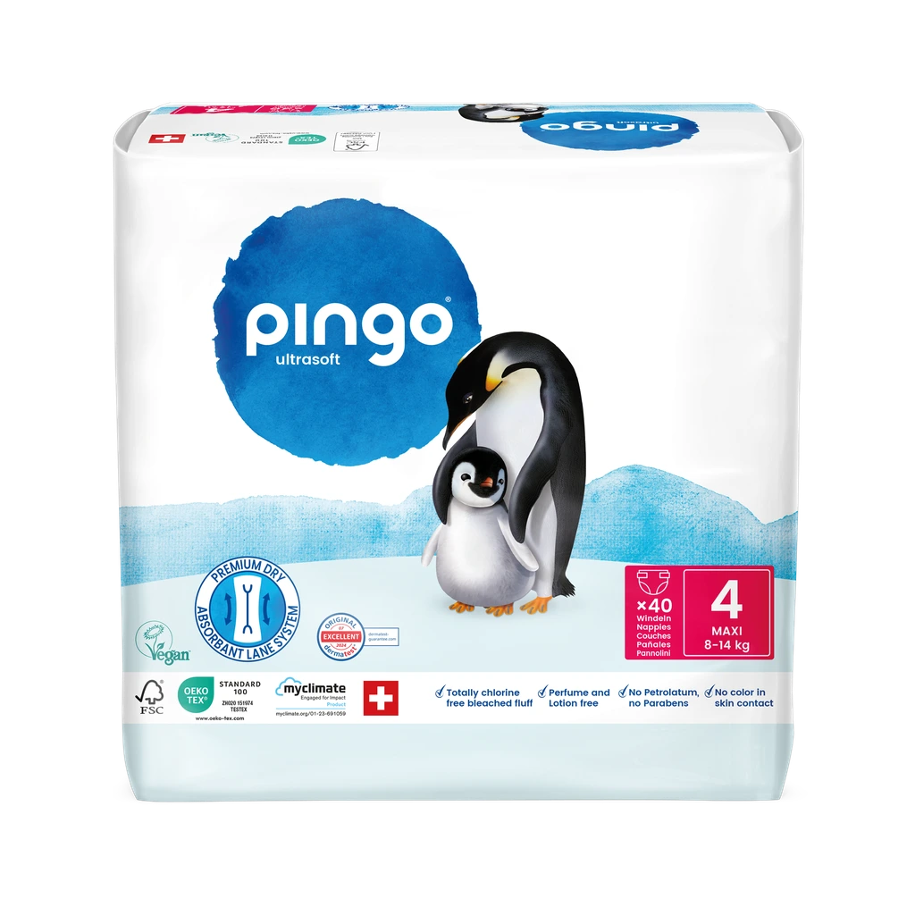 [0512-00] New - Pingo ecological diapers Size 4 (8-14 kg) - box of 4 bags x 40 units