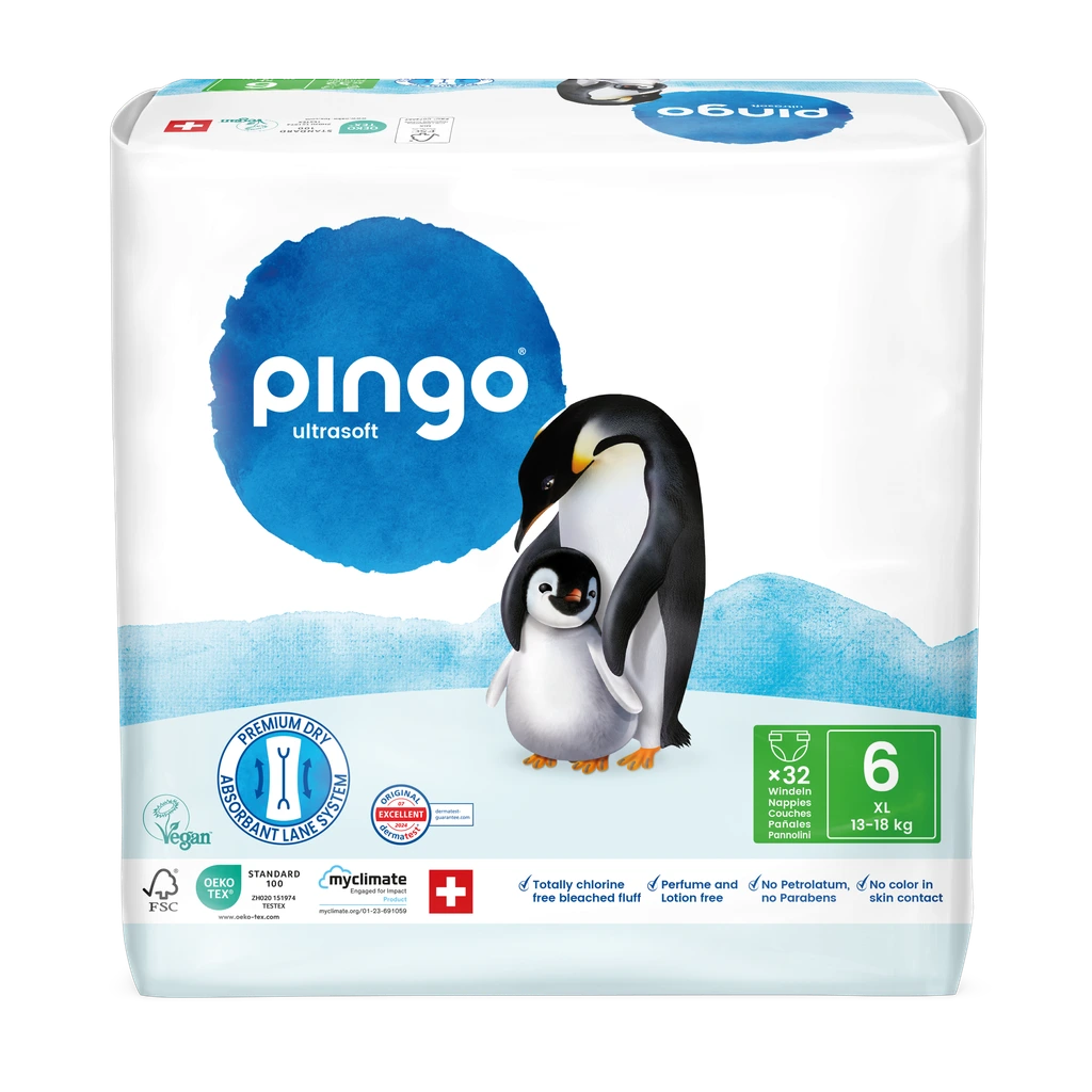 [0536-00] Nuevo - Pingo pañales ecológicos Talla 6 (13-18 kg) - caja de 4 bolsas x 32 uds