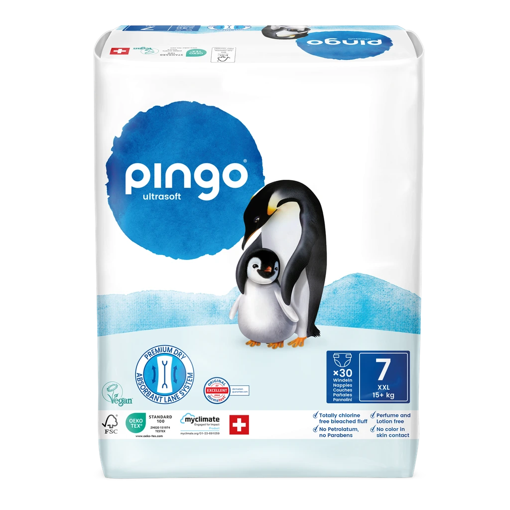 [0543-00] Nuevo - Pingo pañales ecológicos Talla 7 (+15 kg) - caja de 4 bolsas x 30 uds