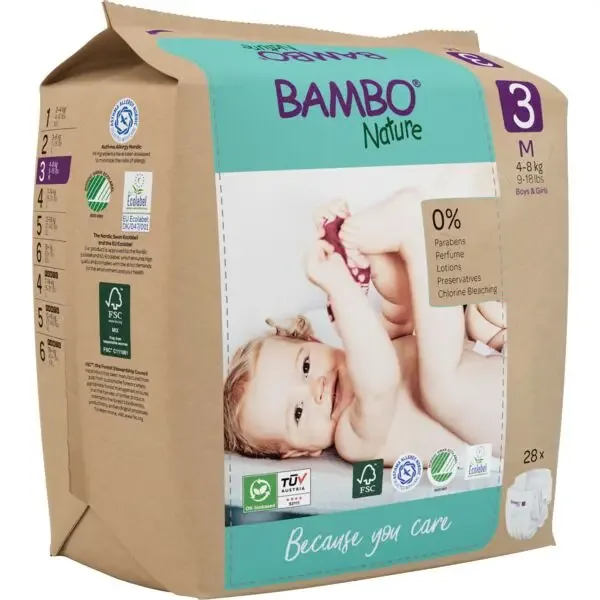 [1000021513] Bambo Nature Diapers Size 3 (4-8 kg) - box of 6 bags x 28 units