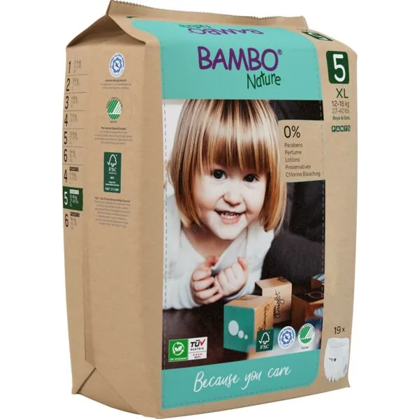 Bambo Nature Pants Size 5 (12-18 kg) - box of 5 bags x 19 units